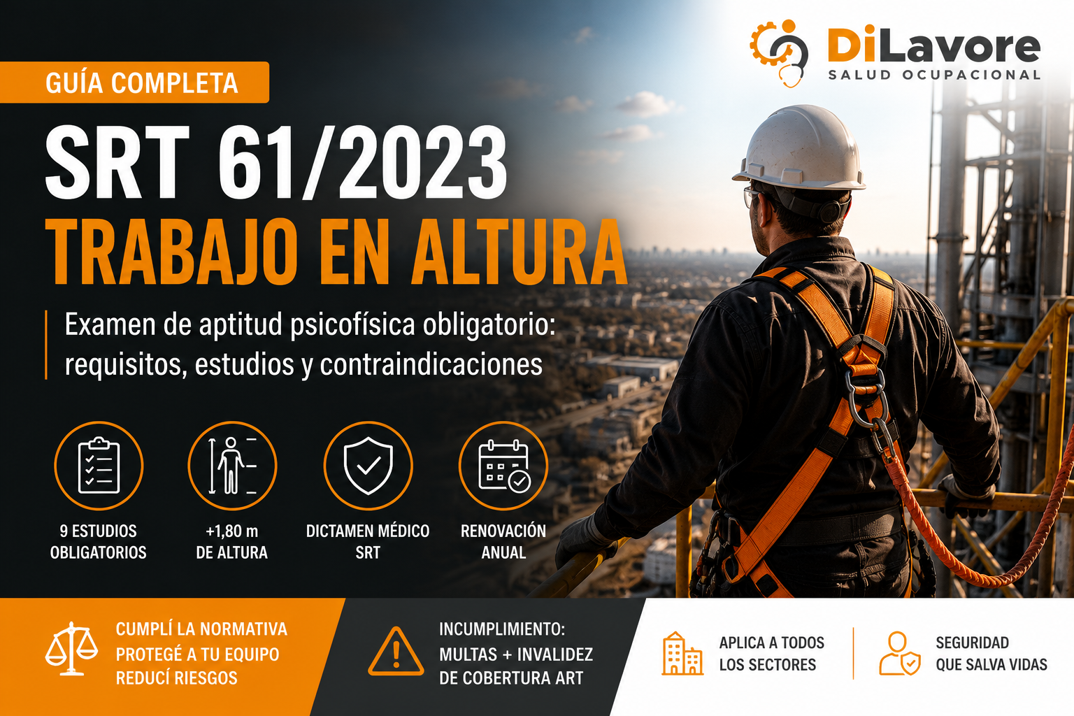 SRT 61/2023 trabajo en altura — examen de aptitud obligatorio | Di Lavore
